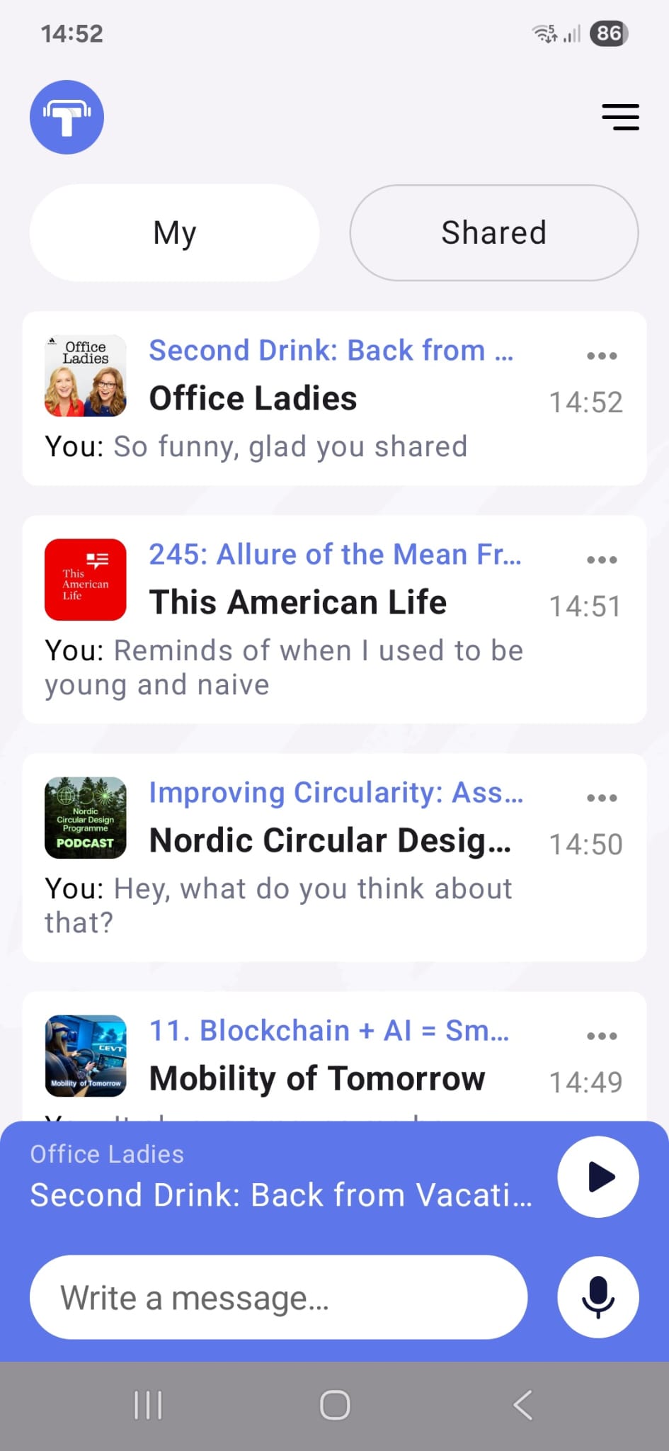 Talkback App Screenshot